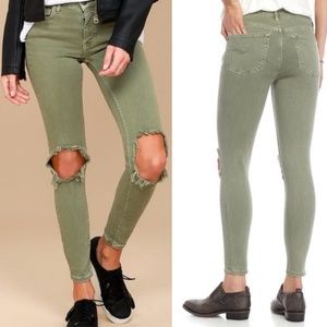 Free People Busted Skinny Jeans Moss